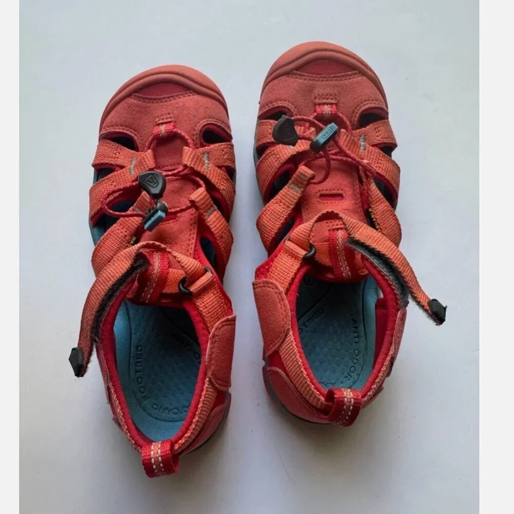 KEEN Sandals Kids Size 3 Racing Red/Orange Seacamp II CNX-C 1022989 CD-D 010819